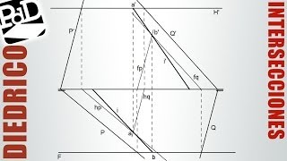 Intersección de planos con los dos cruces de trazas fuera del dibujo Sistema Diédrico [upl. by Safir]