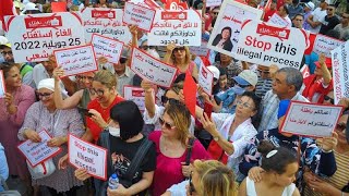 Tunisians protest against draft constitution referendum [upl. by Barr522]