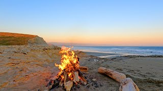 Beach Bonfire at Sunset Relaxing Ambience For a Cozy Autumn Evening [upl. by Haimerej]