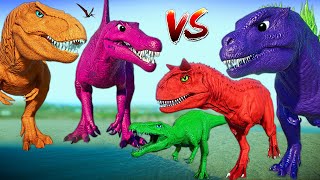 All Colorful Big Dinosaurs Fight  Red Spinosaurus Vs Mosasaurus amp TREX Jurassic World Evolution 2 [upl. by Essirahc]