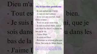 Ma déclaration quotidienne catholique foi dieu shorts france prière amour jésus croyance [upl. by Tandie575]