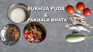 Sukhua Puda amp Pakhala Bhata  Sabita Village Cooking amp Eating Odisha Recipe [upl. by Eelessej]