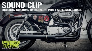 Lowbrow Customs 2 into 1 SuperMeg Exhaust by Kerker for HarleyDavidson Sportster Sound Clip [upl. by Aluap805]