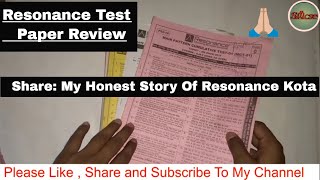 Resonance Kota Test Paper Review  My Marks In Resonance Test Paper Resonance Online Test Series [upl. by Assirrac590]