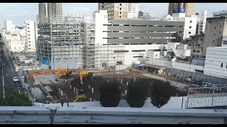 岡山の駅前町再開発と駅前広場整備工事を新幹線の車窓から眺めましょう Two Construction Sites in front of Okayama Station [upl. by Elijah]