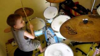 ACDC  Back in Black  Drum Cover  5 Year Old Drummer [upl. by Anita399]