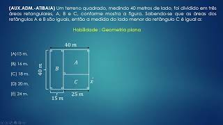 Matemática para concurso Aula 015 Um terreno medindo 40 metros de lado foi dividido [upl. by Sihtam]