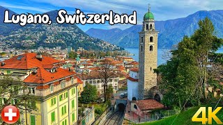 Lugano Switzerland Walking tour 4K  The most beautiful Swiss cities  A Fairytale city [upl. by Oremor]