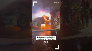 Tesla battery fire engulfs car in flames in Texas owner says [upl. by Malloy]