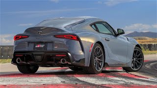 2023 Toyota GR Supra A91MT Edition  Track Driving Exhaust Sound amp Exterior details [upl. by Oinotnanauj]