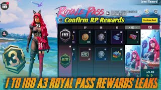 A3 Royal Pass 1 to 100 RP Rewards PUBGBGMI  New A3 Royal Pass Leaks  1 to 100 RP Rewards Ace 3 [upl. by Deanna988]