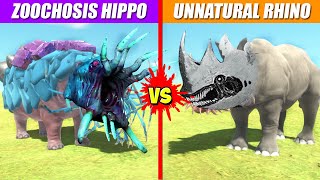 Zoochosis Hippo vs Unnatural Rhino  Animal Revolt Battle Simulator [upl. by Barthol]