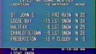 The Weather Network  Timmins Tue Feb 4 1992  Breakfast in Bed [upl. by Canotas]