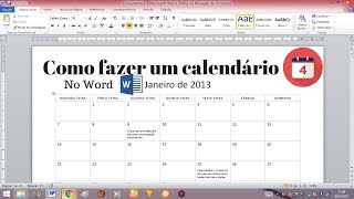 Como fazer um calendário no Word [upl. by Eraste208]