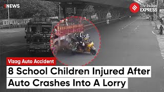 Vizag Accident Auto Collision with Lorry Throws School Children Out 8 Injured Vizag Auto Accident [upl. by Isa]