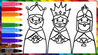 Dibuja y Colorea A Los Tres Reyes Magos 🤴🤴👳🌟🐫 Dibujos Para Niños [upl. by Bethena603]