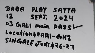 babaplaysatta 12 September 2024 Faridabad Ghaziabad gali disawar aaj ka Satta number [upl. by Noxas]