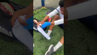 POV How football players put Socks and Shin Pads on in the past VS now football footballshorts [upl. by O'Hara]