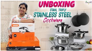 Stahl Triply Stainless Steel Cookware UnboxingFirstTime Triply Nonstick FrypanampDosaPan తీసుకున్నాను [upl. by Nayrb]