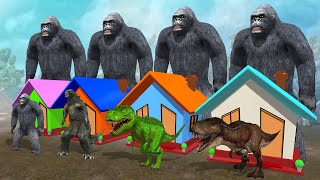 Gorilla Dinosaur Godzilla House Building cartoon compilation  Cartoon Gorilla animated video [upl. by Araeic]