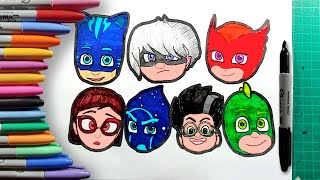 How to Color Pj Masks Characters  Catboy Owlette Gekko Step by Step Easy Coloring Pages for Kids [upl. by Eart]