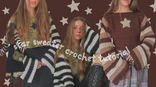 star sweater crochet tutorial easy [upl. by Rochella543]