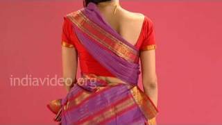 Wearing Chettinad Saree In Tamil Pinkosu Style  Tutorial [upl. by Ambrosio]