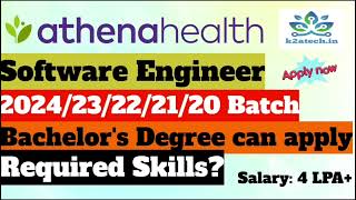 athenahealth hiring Quality Software Engineer  Bachelors degree [upl. by Dressel]