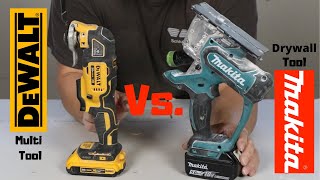 Makita Drywall Saw XDS01Z verses DeWALT Multi Tool DCS356B Which one is better at Drywall [upl. by Ahsemac]