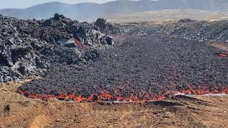 Flowing Pāhoehoe and ʻAʻāLava  Fagradalsfjall Iceland  May 21 2021 [upl. by Nylsirk]