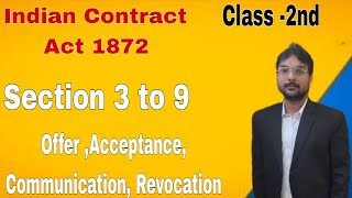 Indian Contract Act 1872Section 3 to 9OfferAcceptanceCommunicationLLM LLB Judiciary amp Clat [upl. by Neeloc]