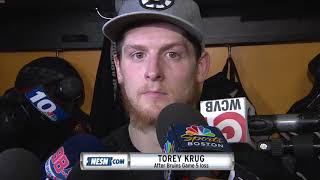 Torey Krug on missed tripping call on Acciari Its a penalty everytime [upl. by Ekenna948]