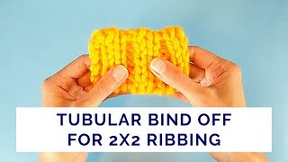 The Easiest Way to Make Tubular Bind Off for 2x2 Ribbing [upl. by Erastus]