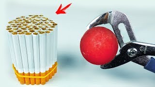 EXPERIMENT Glowing 1000 degree METAL BALL vs CIGARETTES [upl. by Davilman]