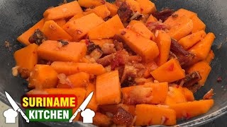 Pompoen Met Droge Vis Surinaamse Kohra Djurmachrie  Pumpkin With Dry Fish Surinamese Recipe [upl. by Bren]