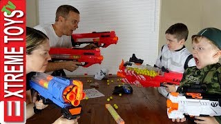 Parents Vs Kids Nerf War Ethan and Cole make the Sneak Attack Squad with Nerf Rivals [upl. by Okim]