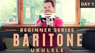 Baritone Ukulele Beginner Series  Day 1  Tutorial  Chords  Play Along [upl. by Tengler]