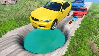 Big amp Small Cars vs Giant Pit X Big amp Small Police Cars X Deep Water 😱 BeamNGdrive  Impala Beamng [upl. by Akeenahs]