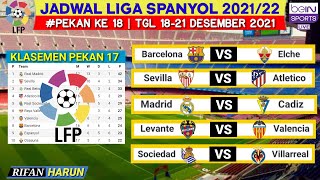 Jadwal Liga Spanyol Pekan 18  Barcelona vs Elche  Klasemen La Liga 2021 Terbaru  Live Bein Sport [upl. by Marney562]