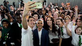 Jacinda Ardern and Justin Trudeau talk to young Londoners [upl. by Parlin]