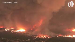 Aerial footage of massive fire tornado that killed California firefighter [upl. by Nehgem108]