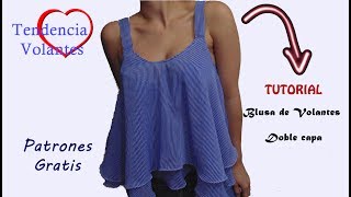 DIY Costura Blusa de Dama Volante patrones gratis [upl. by Enahsed392]