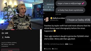 xQc Shocked by Macaiylas Hateful DMs After Attacking Taylor Swift [upl. by Kcirret]