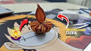 HOW TO MAKE DIYA 🪔 WITH PAPER  DIYA WITH PAPER  DIWALI DECORATION  R 777 CRAFTS [upl. by Ciro]