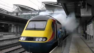 VP185 HST Cold Start Mega Clag in Leeds Station [upl. by Ilahsiav]