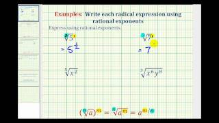 Ex Write a Radical in Rational Exponent Form [upl. by Ayar]