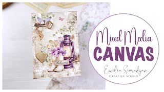 How to make beautiful mixed media canvas with Stamperia Lavender collection [upl. by Mischa69]