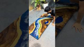 Clean epoxy table for delivery to customer epoxy epoxyresin wood woodworking art diy shorts [upl. by Aznerol533]