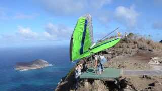 Dave Goto launches his hang glider at Makapuu Oahu [upl. by Celio374]