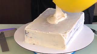 STEP BY STEP HOW TO USE WHITE CHOCOLATE GANACHE IN CAKE DECORATING BEFORE FONDANT [upl. by Morocco]